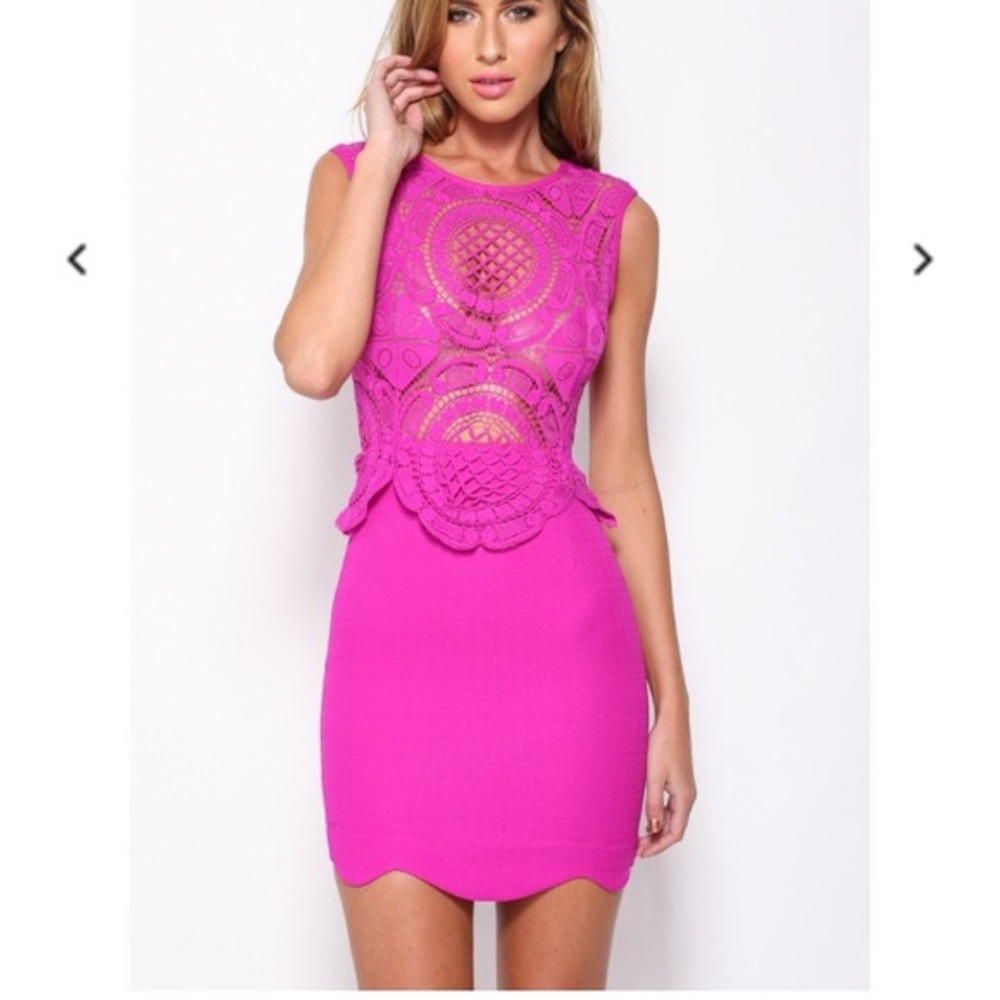 Hello Molly sexy pink lace  mini dress